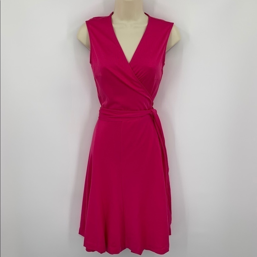 DVF Diane von Furstenberg Jasmine Cabaret pink sleeveless wrap dress M 8 10